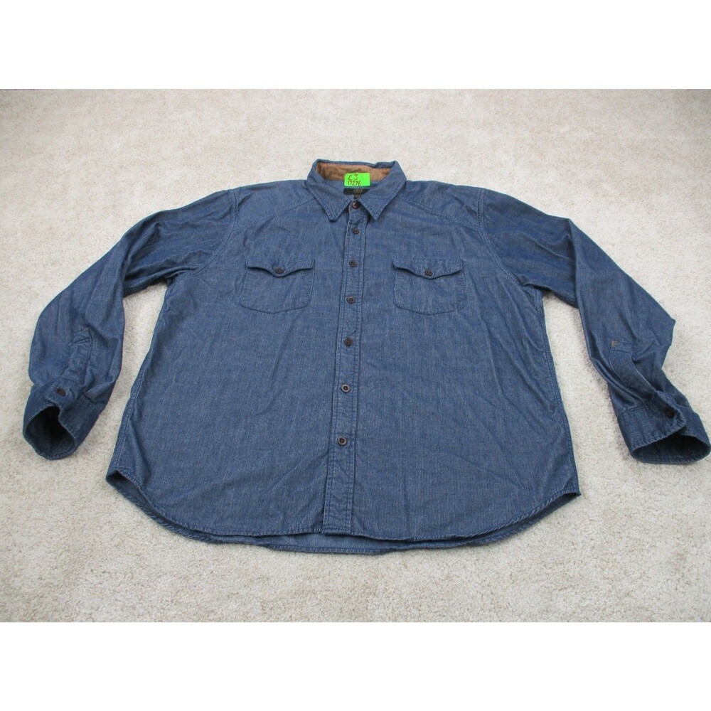 Frye Shirt Mens 2XL XXL Blue Cotton Corduroy Long Sleeve Casual Button Up